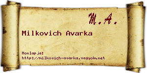 Milkovich Avarka névjegykártya